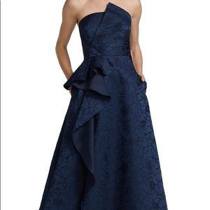 ML Monique Lhuillier Strapless Jacquard Ruffle